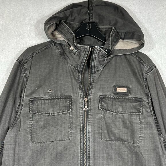 LRG Lifted Research Group Hooded Denim Anorak Jacket Men’s XL Full Zip Up Gray - Picture 2 of 13